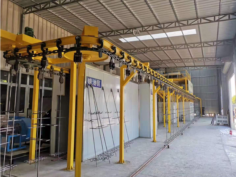 懸鏈通過(guò)式拋丸清理機(jī)，拋丸涂油線(xiàn)